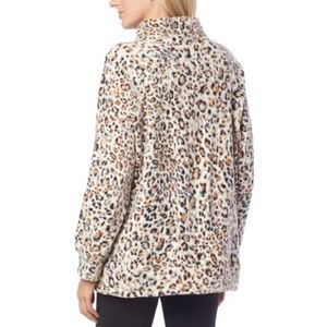 EZ by Nina Leonard Pullover Fleece Sweater Animal Print